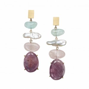 9CT Pink Sapphire Blossom Earrings