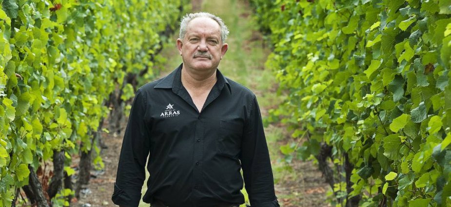 House of Arras Chief Winemaker, Ed Carr, in sparkling wine vineyard